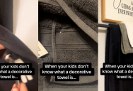Annoyed Mom Stops Kids From Using Her Decorative Towels By Nailing Them To The Wall, But Commenters Warn That She’ll Be Sorry