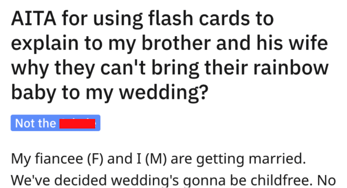 'My parents and Chris are livid beyond measure.' Guy Makes Flash Cards To Tell Brother That His Nephew Is Not Invited To The Wedding