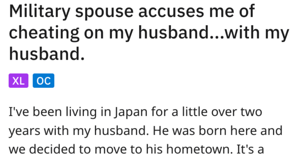 'I show her a photo of us in traditional Japanese clothes on our wedding day.' Military Spouse Accuses Woman Of Cheating On Her Husband Because Of Ignorant, Backward Views