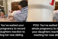 ‘Oh my God, you missed the whole reaction.’ Husband Just Ruined A Priceless Moment Of His Daughter Meeting Her New Sibling