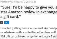 ‘I edit the review to explain how this scammer is rigging the system.’ This Amazon Customer Gets Revenge On Businesses That Offer Gift Cards For Good Reviews