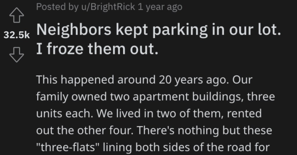 'I made it a point to spray ice in the locks, between the window seals and glass.' This Person Decided To Get Ice Cold Revenge On Neighbors Who Kept Parking In Their Lot