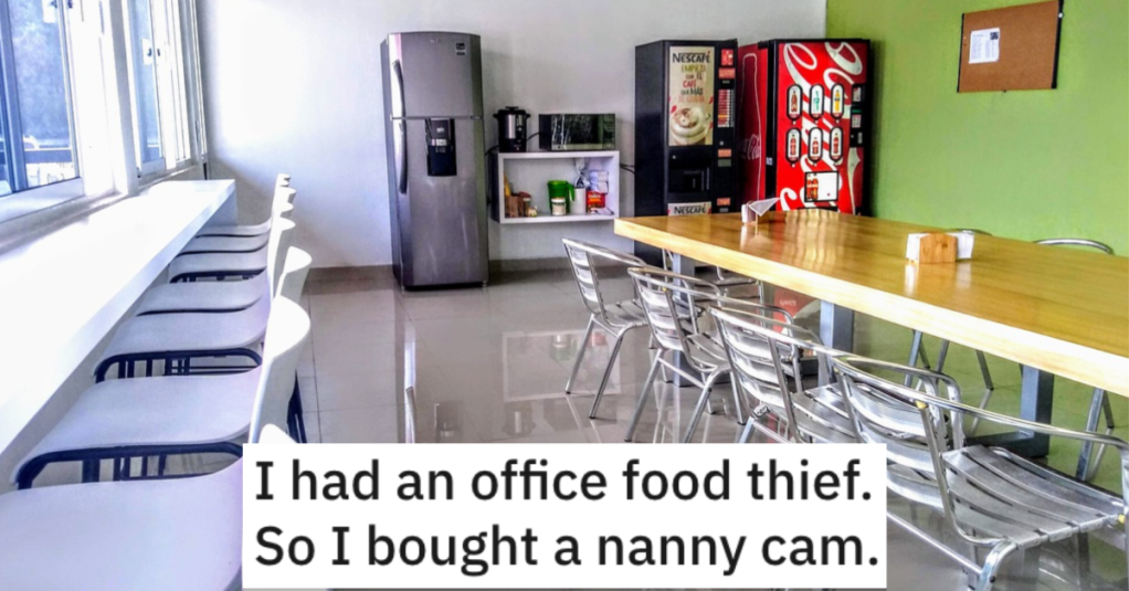 'Screenshots went directly to my boss in an email.' Her Office Had A Food Thief, So This Woman Got A Nanny Cam And Got Revenge