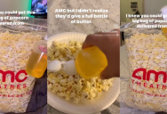 ‘I didn’t realize they’d give a full bottle of butter.’ A Woman Got A Massive Bag Of AMC Movie Theater Popcorn Delivered To Her House