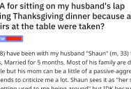 Her In-laws Gave Hubby’s Ex The Last Seat At The Thanksgiving Table, So This Wife Decided To Sit In His Lap