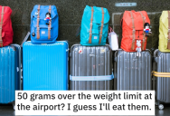 Airline Tried To Charge Extra For A Small Weight Overage, So Travellers Decided To Eat Their Way Out Of The Problem