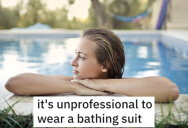 She Was Told Not To Wear A Bathing Suit, So She Jumped In Wearing Her Office Clothes