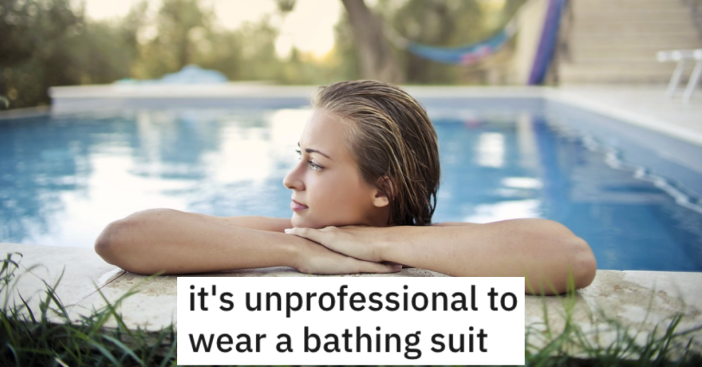She Was Told Not To Wear A Bathing Suit, So She Jumped In Wearing Her Office Clothes
