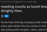 ‘Guess who got an official reprimand?’ They Were Told Their Lunch Break Would Be A Meeting, So This Group Of 60 Workers Maliciously Complied