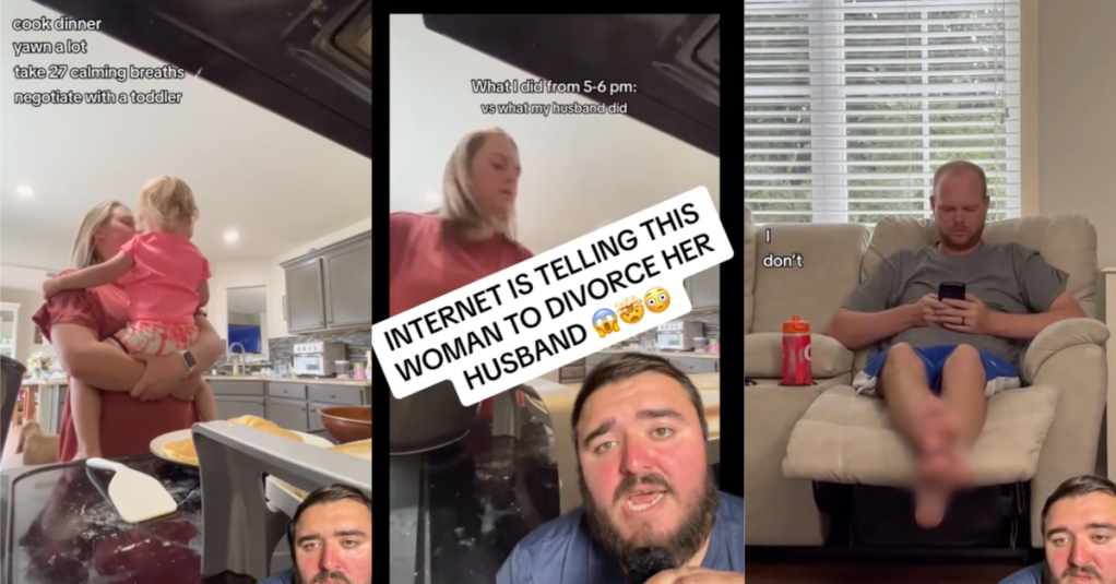 Video Of Woman Cooking And Taking Care Of The Kids While Hubby Lounges Has A Lot Of People Talking — 'House work never ends.'