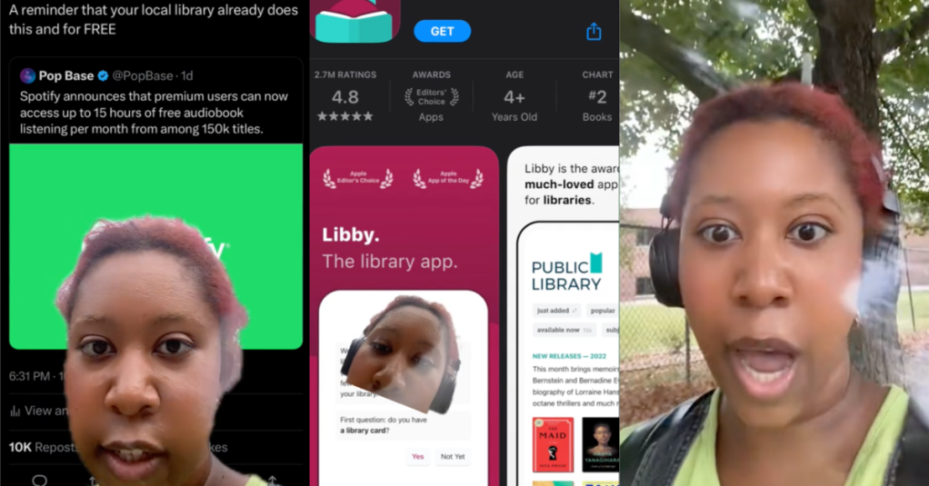 'Utilize your library, I’m begging you.' A Woman Made Fun Of Spotify After It Announced 15 Hours Of Free Audiobooks