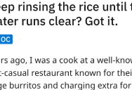 Manager Insists Cook Rinses Rice “Until The Water Runs Clear,” So They Teach Them A Cloudy Lesson