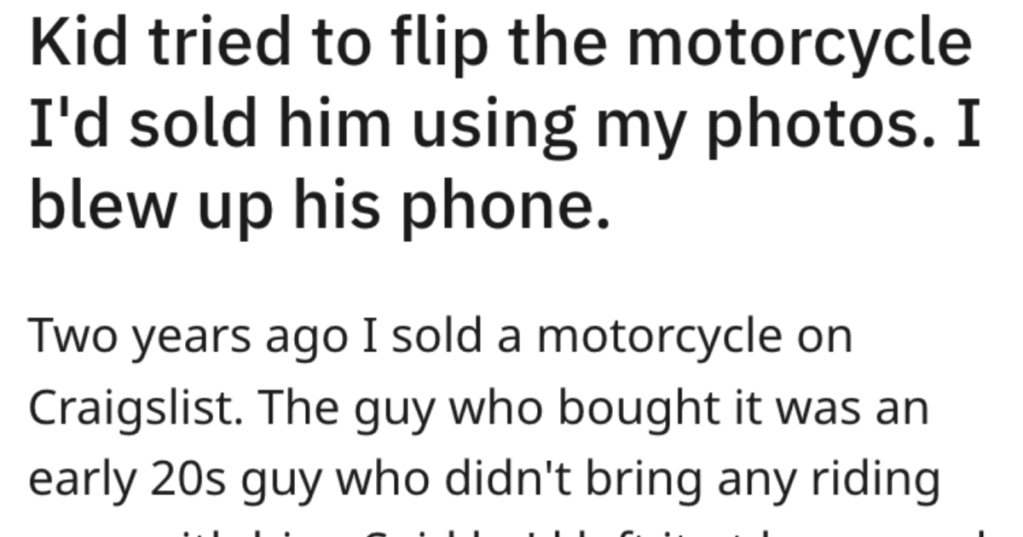 Kid Buys Photographer's Motorcycle And Then Uses His Pics To Try And Sell It For $500 More. So He Gets Hilarious Revenge.
