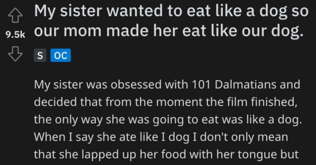 Her 8-Year-Old Sister Insists To Eat Like A Dog, So Their Mom Breaks The Habit By Feeding Her Dog Biscuits