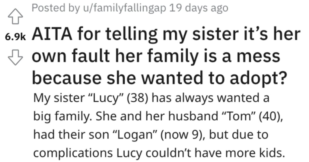 Sister Adopts A Troubled Child And Ruins Her Family, But Gets Upsets When Her Sibling Tells Her The Truth