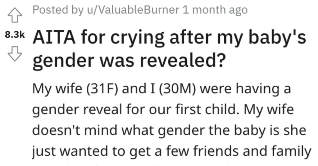 Expectant Father Cries After His Baby’s Gender Reveal And His Wife Told Him To Sleep On The Couch. - 'I've been scared about turning into my dad.'