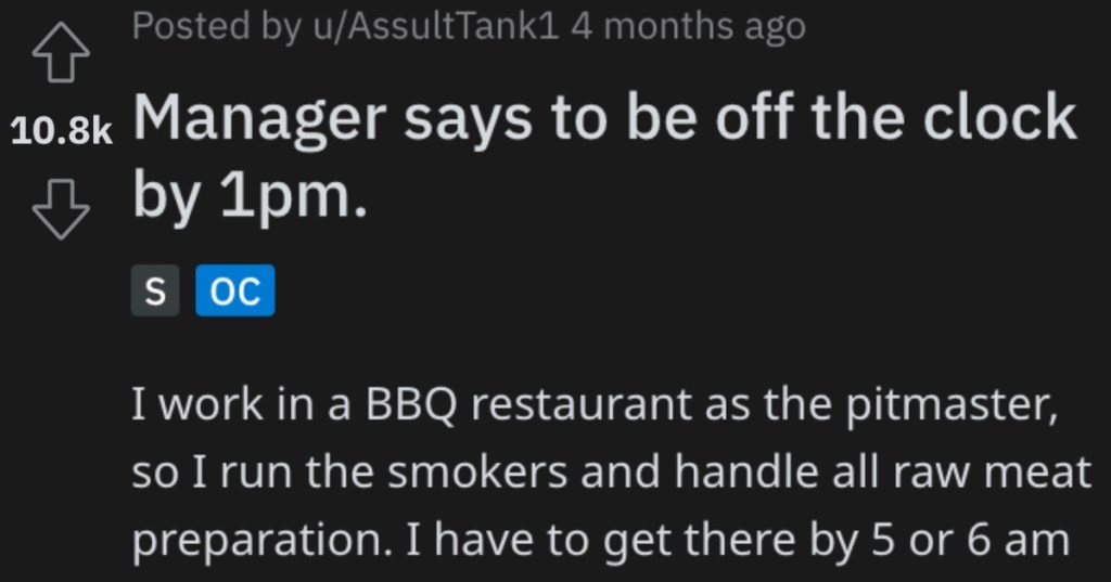 'The walls still had bits of skin, gristle, etc stuck to them.' - Boss Tells BBQ Pitmaster They Have To Clock Out Before Cleanup Is Done. The Result Is A Gross Mess.
