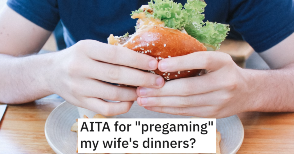 Guy Eats Before Dinner Because His Wife Constantly Underfeeds Him And Can't Take Any Criticism