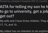 His Son Has No Intention To Do Anything After He Graduates High School, So Dad Threatens To Kick Him Out Of The House