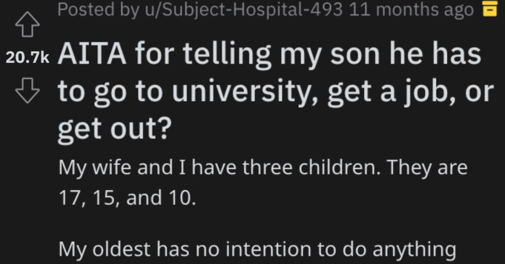 His Son Has No Intention To Do Anything After He Graduates High School, So Dad Threatens To Kick Him Out Of The House