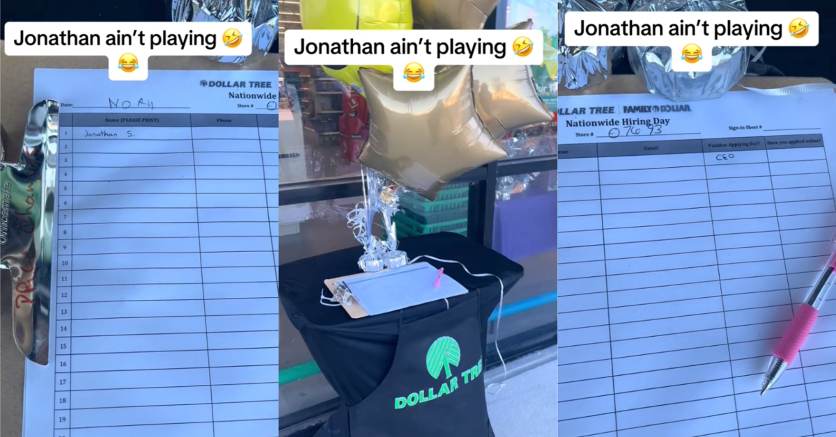 Dollar Tree Store Had A Hiring Day And the Only Job Someone Signed Up