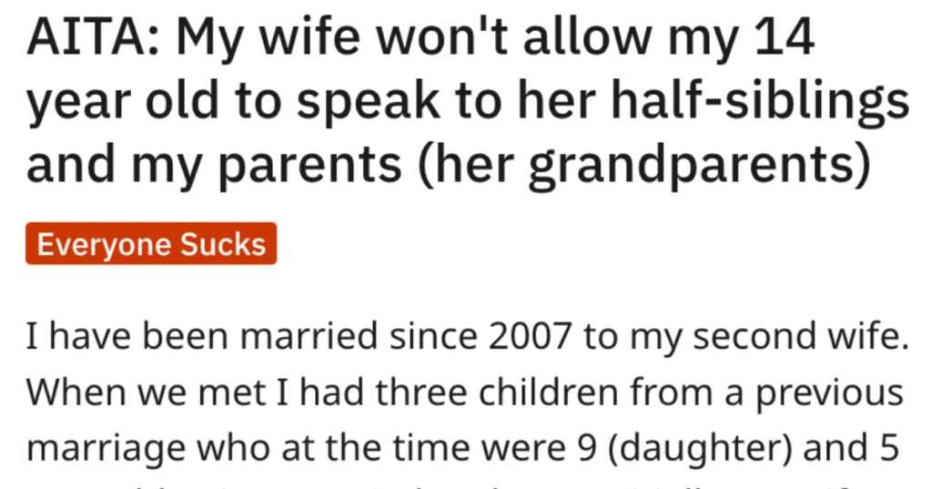 Strict Wife Refuses To Let Their Daughter See His Family WIthout Her There, But He Insists She Stay At Home