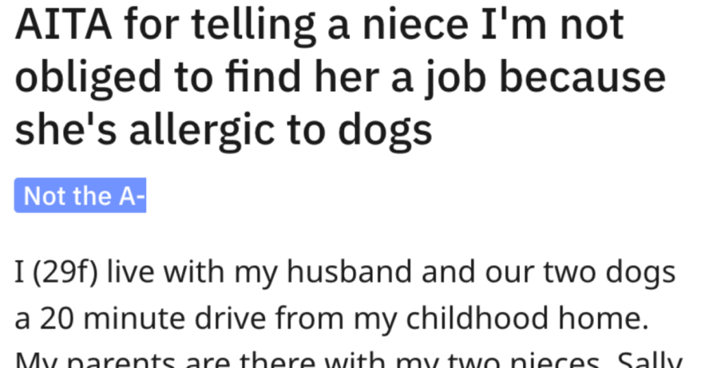 Aunt Gives One Niece A Dog Sitting Job, But The Other Is Allergic. So Their Mom Asks Her To Give The Other A Job To Be Fair To Them Both.