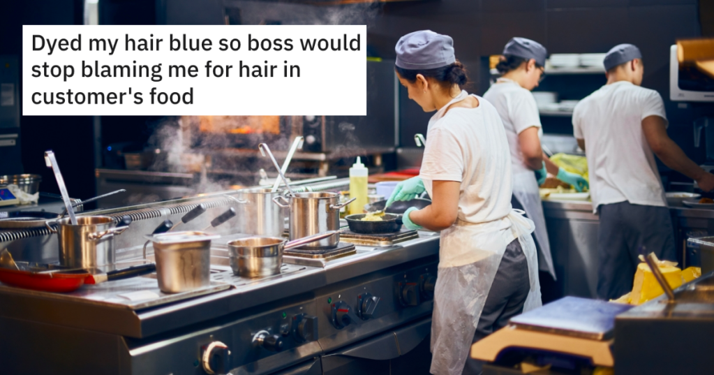 Employee Is Always Blamed For Hair In Customers' Food, So She Dyes Her Hair Blue To Prove It's Not Her