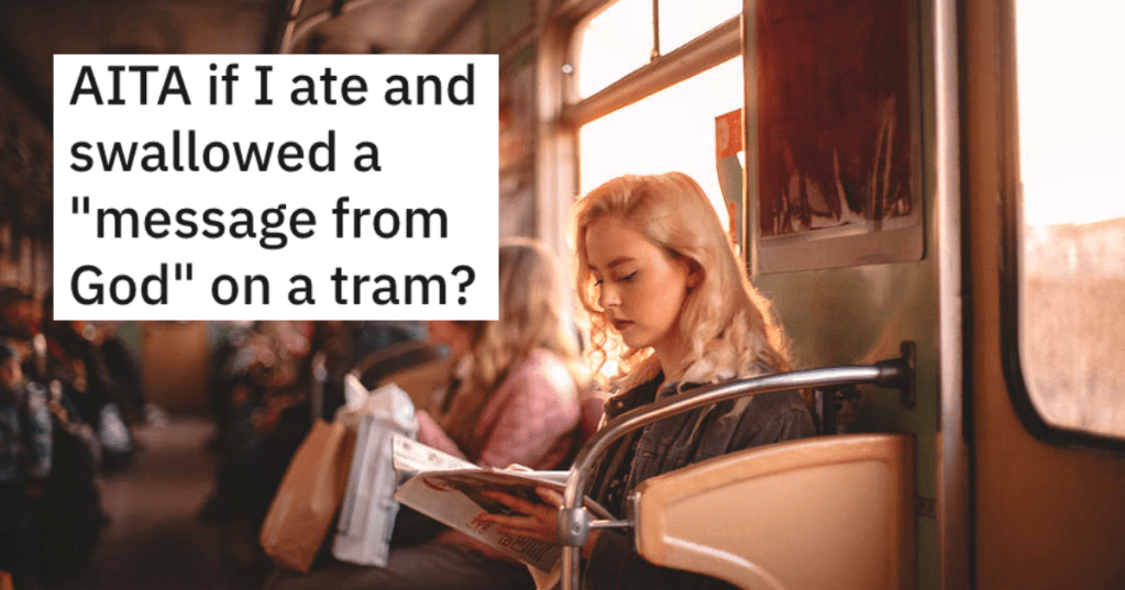 Holier-Than-Thou Woman Criticizes Woman Reading On The Tram, So She Takes Her Bible Verse And Eats It