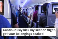 Grown Adult Wouldn’t Stop Kicking The Seat, So Passenger Got Revenge By Soaking Their Luggage