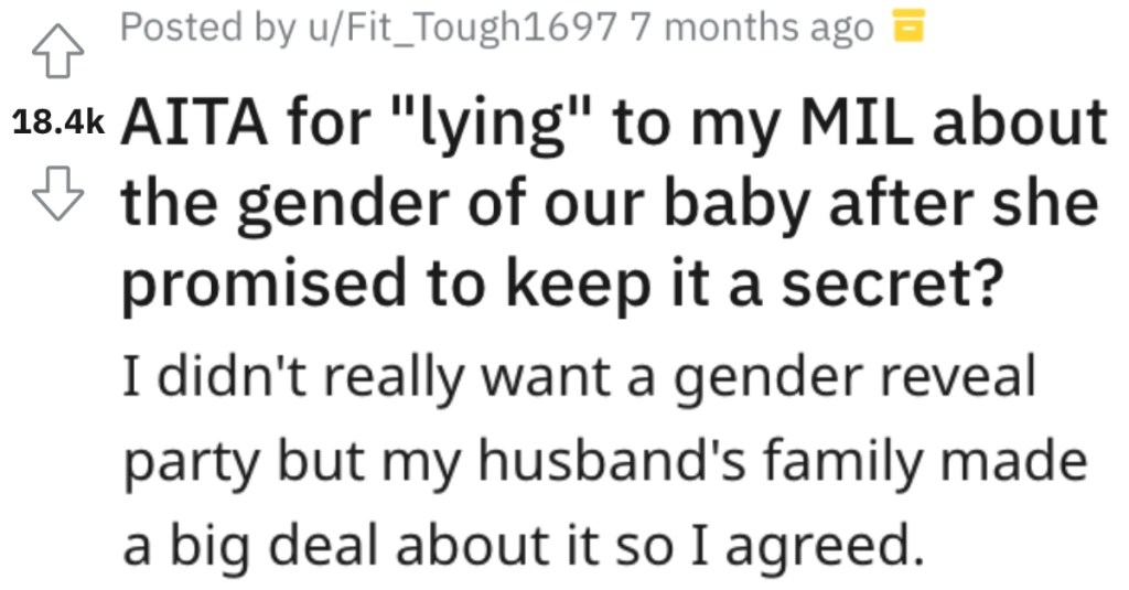 Her Mother-In-Law Can't Keep A Secret So She Lied To Her About The Gender Of Her New Baby.