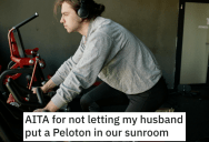 Husband Wants To Cram His Peloton Bike In Their Tiny Sunroom, But His Wife Refuses To Let Him Intrude On Her Yoga Space