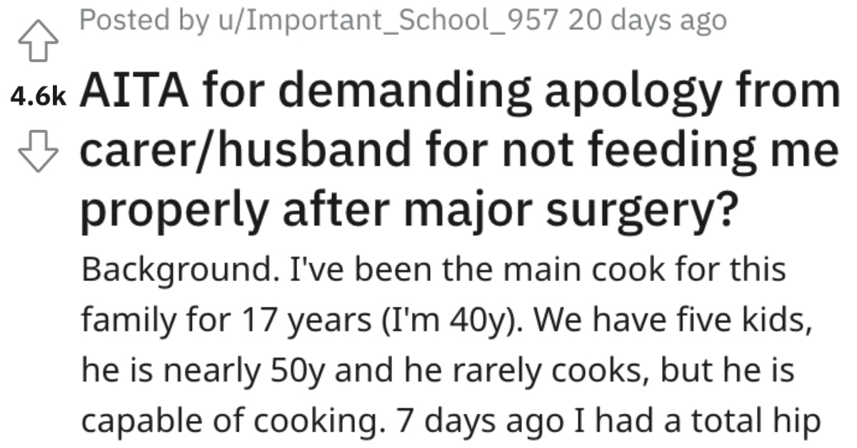 Her Husband Failed To Take Care Of Her After A Surgery. Now She's Saying She Can No Longer Trust Him.