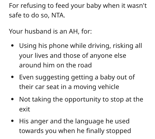Screenshot 2024 01 28 at 1.36.15 PM Mom Let Her Hungry Baby Cry Because They Were Stuck In Traffic, So Her Husband Accuses Her Of Being A Bad Mom