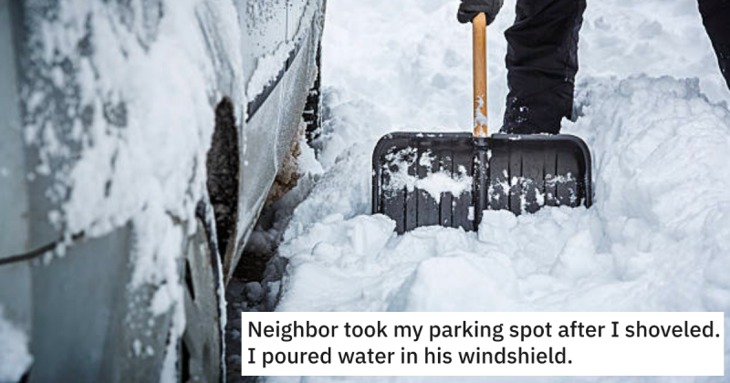 Shovel Thumb In Text e1705540493448 Neighbor Takes The Parking Spot He Spent An Hour Shoveling, So He Poured Ten Gallons Of Water On His Car To Teach Him A Frozen Lesson