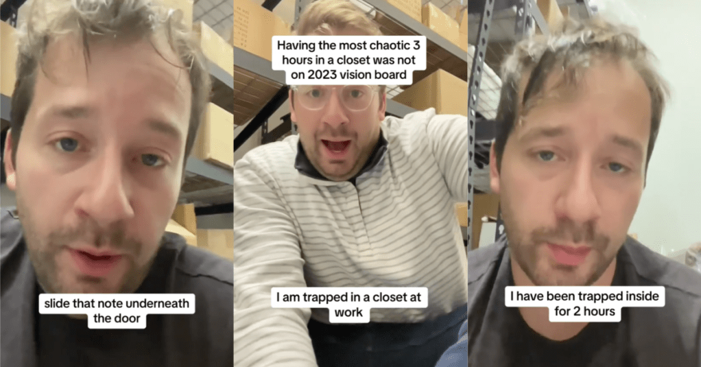 Employee Got Stuck In A Closet At Work For 3 Hours And Hilariously Documented The Entire Thing. - 'I've lost at least 18 pounds probably.'