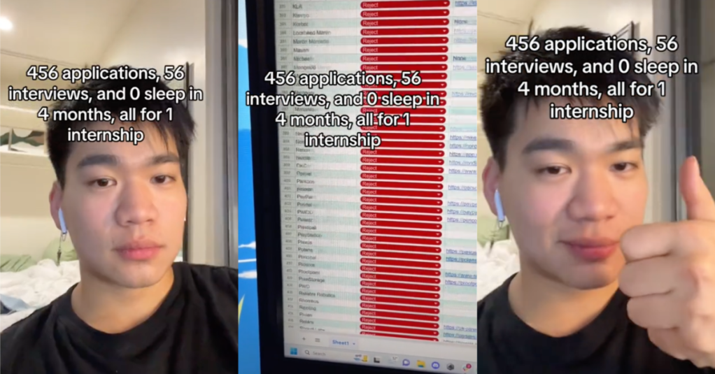 College Student Shows He Applied To 456 Internships Before Finally Getting An Offer