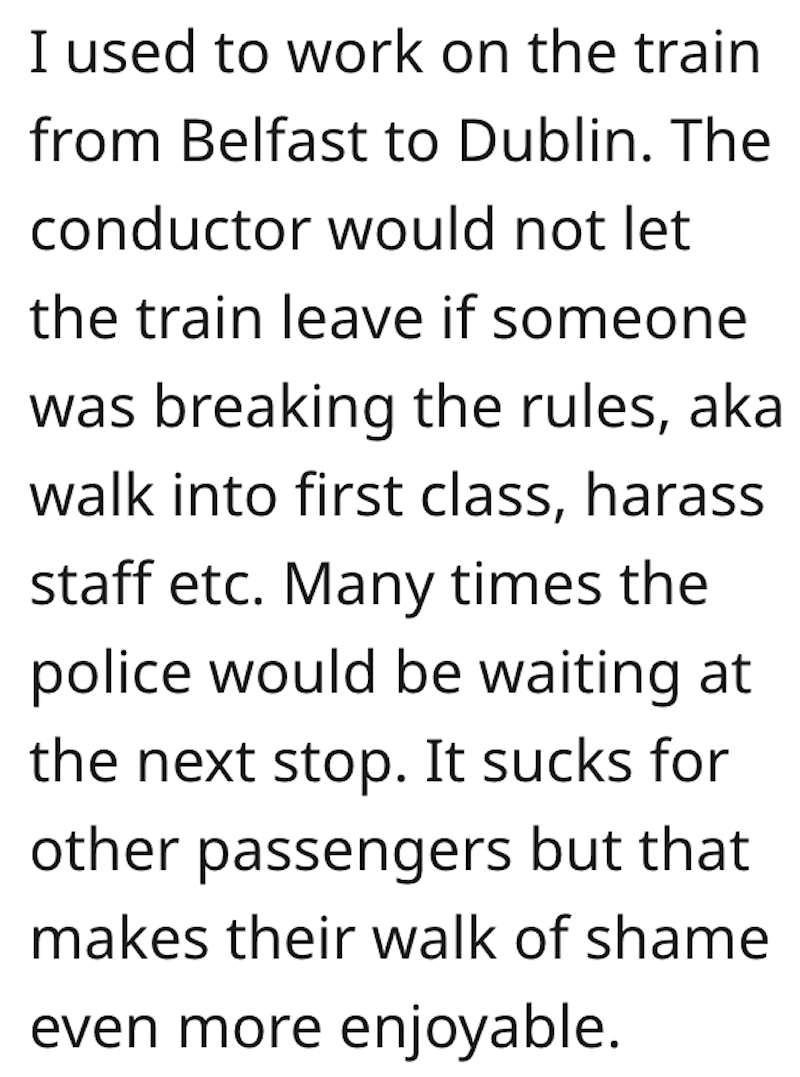 Train Comment 3 Passengers Train Seat is Stolen And Conductor Says Tough Luck, So Passenger Uses His Own Words Against Him
