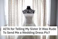 Younger Sister Teases Her Older Sister With A Photo Of A Wedding Dress, Assuming She Was Single. So She Sends Back A Photo Of Her Boyfriend.
