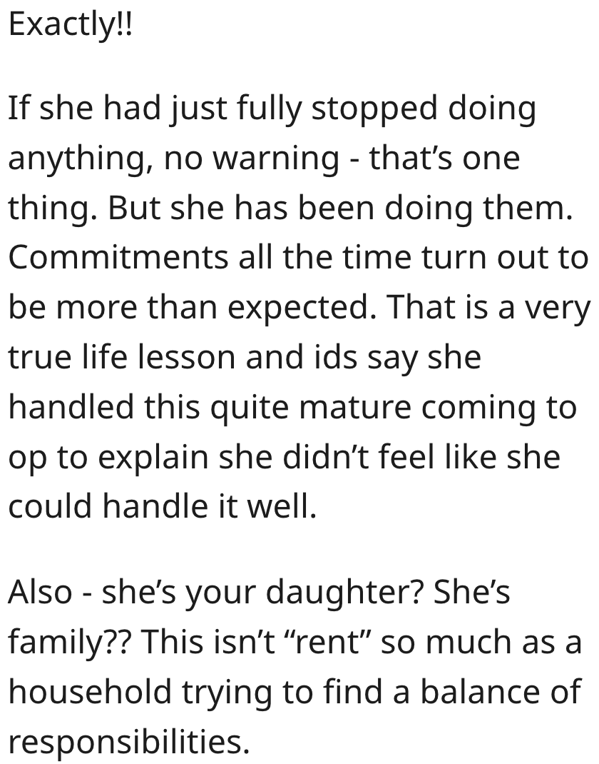 College Comment 4 Daughter Asks To Renegotiate Her Chores For Rent Deal So She Has Time To Study, But Her Father Completely Loses It