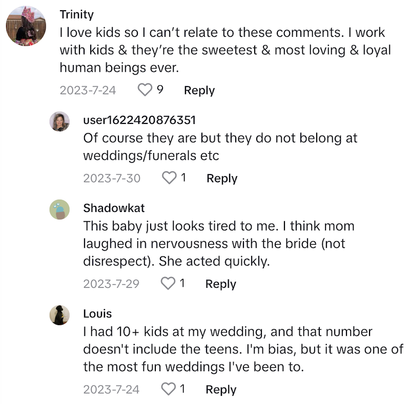 Dress Comment 4 This Little Girl Blow Her Nose On The Brides Dress, And Now People Are Debating Whether Kids Belong At Weddings