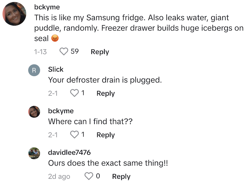 Fridge COmment 3 Homeowners Have To Defrost Their Samsung Fridge Every Two Weeks Or Its Unusable