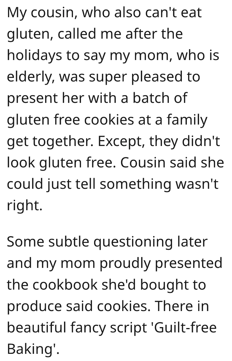 Gluten Comment 2 Petty Mother In Law Surprised New Mom With Food She Cant Eat, Then Gets Angry When She Gives It Away