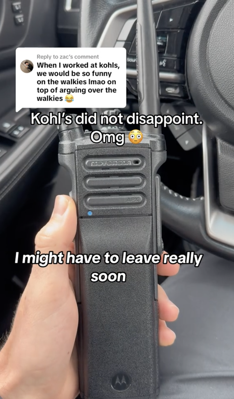 Kohls SS 1 Dont come in tomorrow unless theres no baby.   Walkie Talkie Eavesdrops On Kohls Store And Discovers An Employees Birth Plans