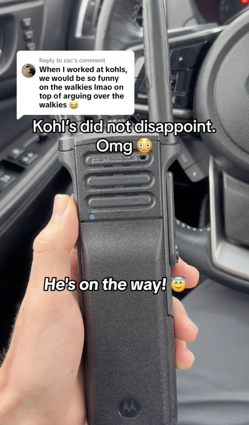 Kohls SS 2 Dont come in tomorrow unless theres no baby.   Walkie Talkie Eavesdrops On Kohls Store And Discovers An Employees Birth Plans