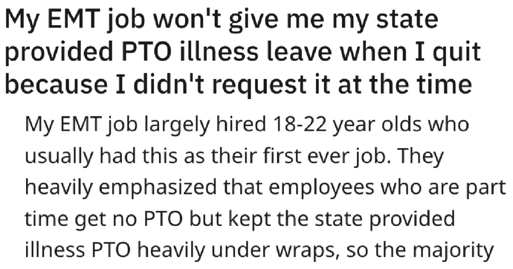 HR Didn't Inform Employee He Had PTO, So He Was "Sick" Most Of His Last Two Weeks On The Job