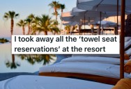 People At The Resort Were Saving Chairs With Towels, So He Decided To Remove All The Towels And Chaos Ensues