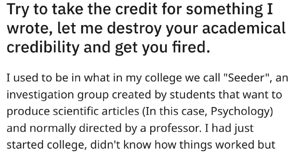 When A Professor Tried To Steal Her Work, She Got Him Fired And Publicly Shamed