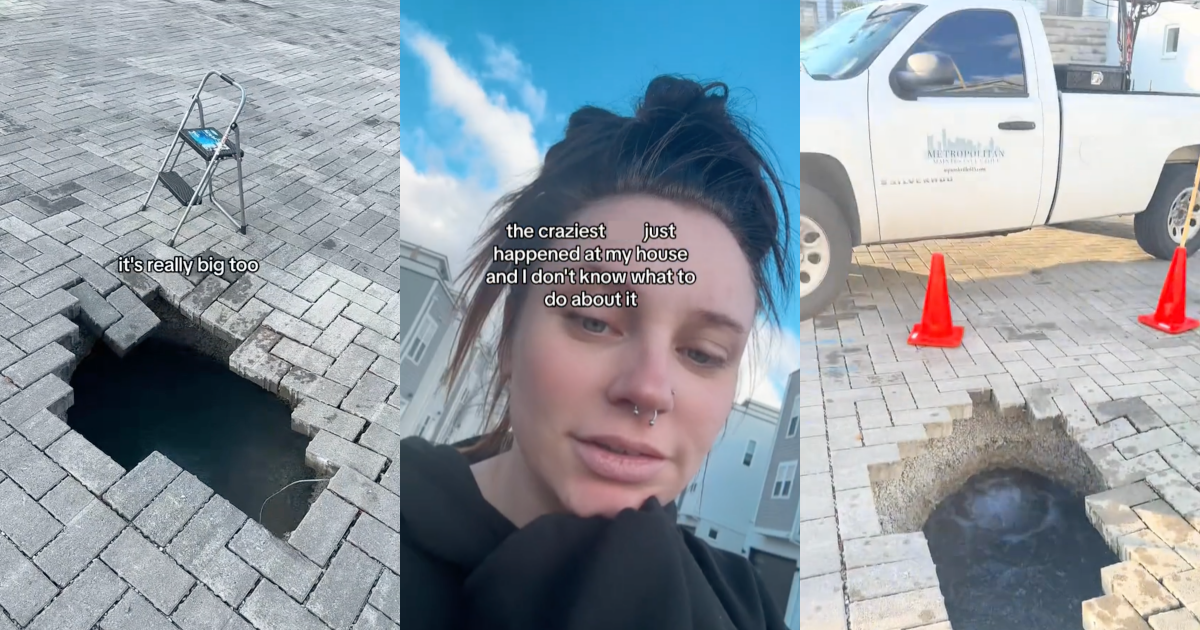 Mysterious Hole Opens Up In Front Of Her House, So She Investigates The Strange Bubbling Liquid It Contains
