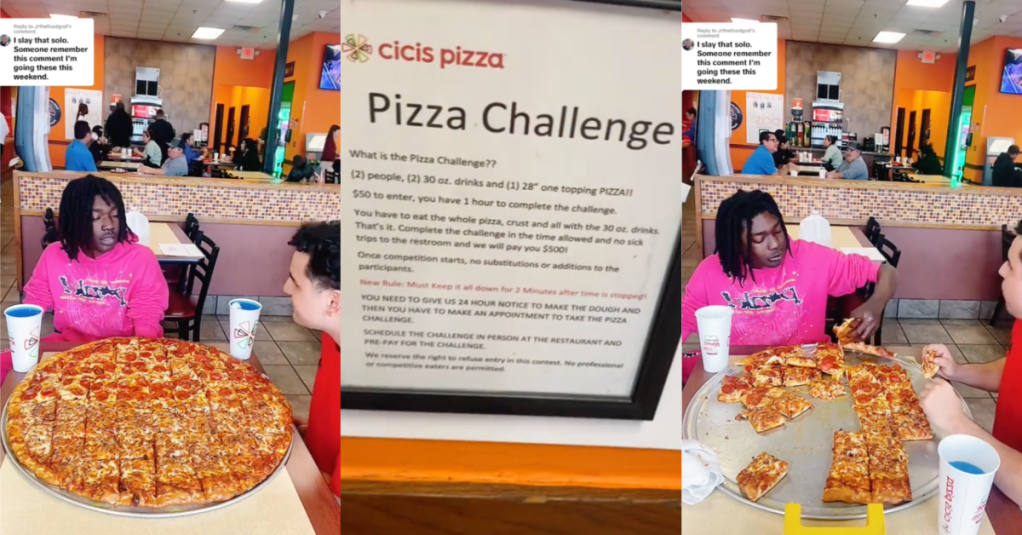 Cici’s Is Offering $500 If Two People Can Polish Off A 28-Inch Pizza, So Two Guys Gave It A Shot